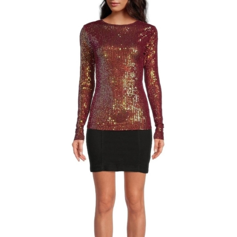 Free People sequin long sleeve shirt